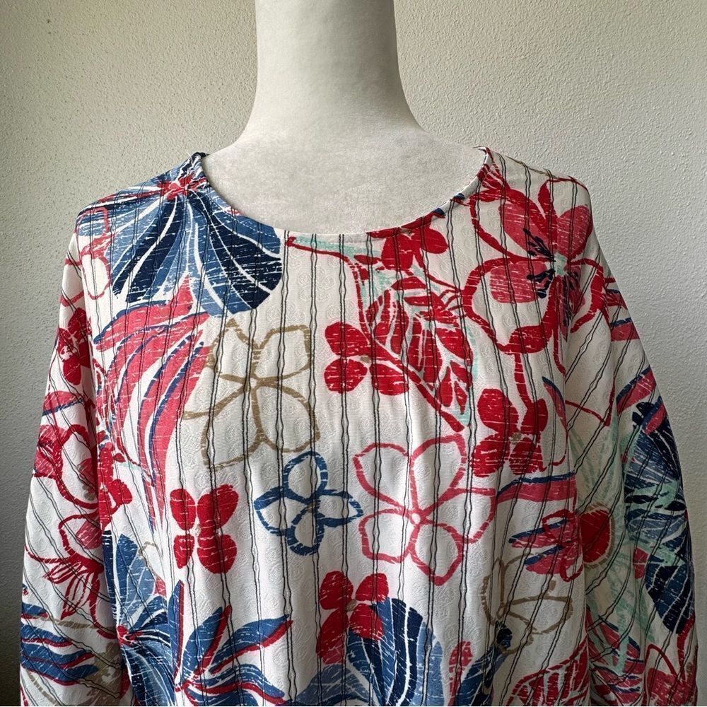 Anthropologie Eva Franco Retro Floral Top Tie Sleeves Bat Wings SZ 8 NEW - Picture 5 of 11